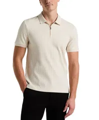 ペリーエリス メンズ トップス ポロシャツ リブ シャツ ニット Perry Ellis Mens SlimFit RibbedKnit 14Zip Polo Shirt Birchのサムネイル
