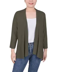 ニューヨークコレクション レディース アウター ニット・セーター カーディガン NY Collection Womens 34 Sleeve Solid Cardigan Grape Leaf グレープ