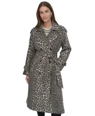 ダナ キャラン ニューヨーク レディース アウター ジャケット・ブルゾン コート DKNY Womens Belted DoubleBreasted Trench Coat Leopard アニマルのサムネイル