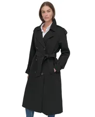 ダナ キャラン ニューヨーク レディース アウター ジャケット・ブルゾン コート DKNY Womens Belted DoubleBreasted Trench Coat Black ブラックのサムネイル