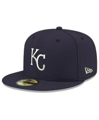 ニューエラ メンズ アクセサリー 帽子 ロゴ New Era Mens Navy Kansas City Royals Logo White 59FIFTY Fitted Hat Navy ネイビー