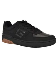 ゲス メンズ シューズ スニーカー レース GUESS Mens Nastele Branded Lace Up Casual Sneakers Black White logo ホワイトのサムネイル
