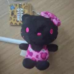 ハローキティ ブラック/ピンク レオパード キーホルダー