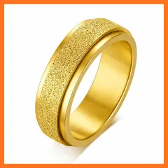 【新品】 [Rockyu] リング メンズ レディース 指輪 ステンレス 金属アレルギー対応 スピナーリング 25mm 幅広 回転デザイン マット磨砂仕上げ ブラック ブルー シルバー ゴールド レインボー 誕生日 バレンタインデー クリスマス ギフト