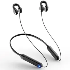 【新設計 ネックバンド型 イヤーカフ イヤホン】ワイヤレスイヤホン bluetooth 5.3 内蔵マイク付き オープンイヤーイヤホン 音漏れ防止 Hi-Fi音質 ながら聴き 究極のフィット感 Type-C急速充電 日本語音声ガイド 自動ペア 9a64287f