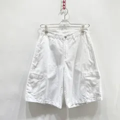 PEMIND カーゴ ワイド レーディスショートパンツ 白 27 ヴィンテージ