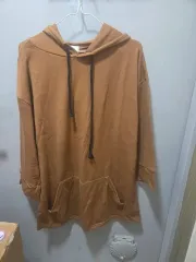 新品:) ブラウン フード ロングTシャツ