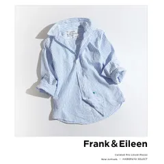 318t*美品 ロンハーマン別注 フランクアンドアイリーン  BARRY コットン ストライプ ハート刺繍シャツ XS ライトブルー