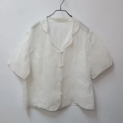 Chaos リネン麻100% オーバーサイズ 日本製 ネイビー 未使用に近い美品