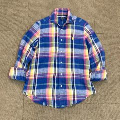 美品 ポロラルフローレン インド製 リネンシャツ ゆったりサイズ XL 