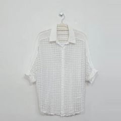 美品☆日々 小森縫製 綿麻サッカー五分袖シャツ ホワイト - メルカリ