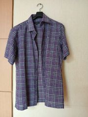 OLD stussy 紫 チェック柄 半袖シャツ 2000年 - メルカリ