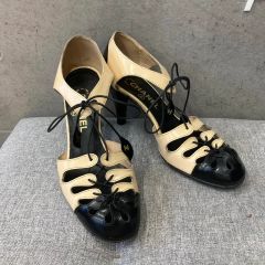 24845✨シャネル ミュール ココマーク リボン バイカラー ベージュ 36