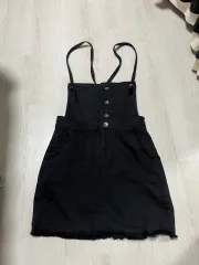 ブラックミニサスペンダースカート S-M (ストレッチあり)