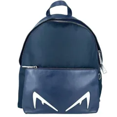 【中古】 Fendi フェンディ バグズアイバックパック ネイビー ナイロン×レザー 7VZ042 モンスター メンズ レディース 24027428 MKのサムネイル