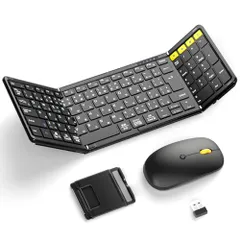【迅速に発送】【最新型】Omikamo Bluetooth キーボード 折りたたみ マウスセット 日本語配列 ワイヤレス マウス キーボード テンキー付き Bluetooth＆2.4G接続 フルサイズ マルチペアリング iOS/Win/Mac da0a189e
