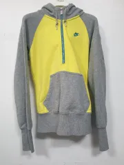 NIKE 黄色 グレー フード ハーフ ジップアップ 長袖Tシャツ S サイズ
