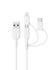 Anker PowerLine II 3-in-1 ケーブル (ライトニング/USB-C/Micro USB端子) MFi認証 iPhone / Android 各種対応 (0.9m ホワイト)