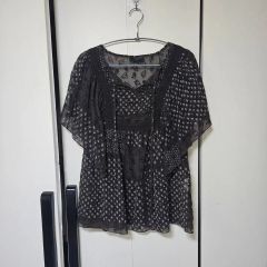 axes femme ポンチョ 花柄レース装飾 半袖ブラウス リボン - メルカリ