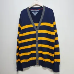 トミーヒルフィガー TOMMY HILFIGER ストライプ ニットカーディガン セーター XL