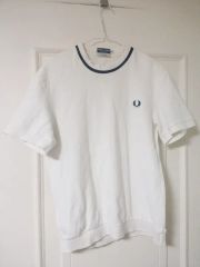未使用✨FREDPERRY フレッドペリー 半袖ニット 鹿の子 UK10白 レア 未使用✨FREDPERRY フレッドペリー 半袖ニット 鹿の子 UK10白 レア