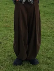 メンズ ワイド パンツ ブラウン