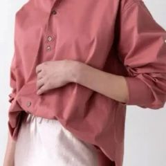 最終値下げ ビアズリー ボリュームスリーブ バンドカラーシャツ ピンク 