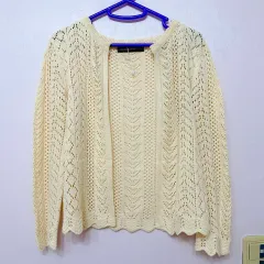 新品 ハイクオリティ 刺繍 エンブロイダリー ラウンドカーディガン 裾 レース カーディガン