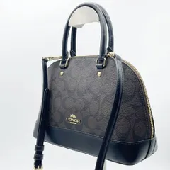 コーチ COACH ハンドバッグ 2WAY サッチェル ドーム型 シグネチャー ダークブラウン PVC レザー 肩掛け 斜め掛け クロスボディ レディース 人気 ブランド 上品 高級感 おしゃれ きれいめ 通勤 通学 定番 トレンド