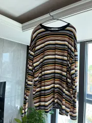 ストライプ ルーズフィット ロングスリーブ Tシャツ