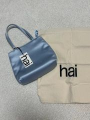 hai 水色 サテン ハンドバッグ 保存袋付き - メルカリ