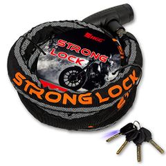 ENGG バイクロック スチールリンクロック 直径24mmx1500mm 【ストロングロックVer2.0】 ワイヤーロック 二重防塵 ウェーブキー４本付き LEDライト付 頑丈 盗難防止 オートバイ 原付 チェーンロックｍａ