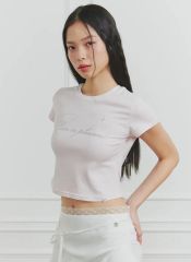 andwang アンドワン AND bijou tee ピンク サテンTシャツ - メルカリ