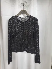 ブラック クロシェ カーディガン