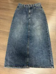 ブラックアップ ロングデニム スカート S