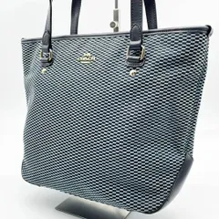コーチ COACH トートバッグ ジャガード ブルー ブラック キャンバス レザー 切替 肩掛け A4収納可 大容量 ハンドバッグ レディース 人気 ブランド 美品 上品 高級感 おしゃれ きれいめ 通勤 通学 ビジネス 定番 トレンド