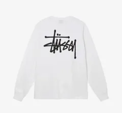 (L) ステューシー ベーシック ステューシー ロングスリーブ Tシャツ 白 2022