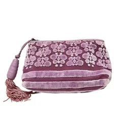 BOTTEGA VENETA(ボッテガヴェネタ) ポーチ - パープル バタフライ(蝶)/タッセル コットン、レザーのサムネイル