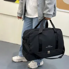 旅行用ジムバッグ ボストンバッグ スポーツバッグ ブラック / スカイブルー