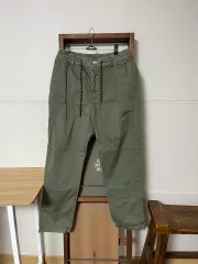 メンズ ザラ カーキ コットン パンツ M