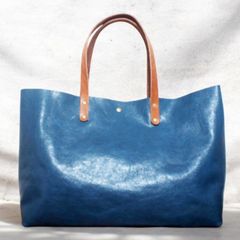 ハンドメイド ヌメ本革 トートバック クリーマー ブルー 新品 未使用品 