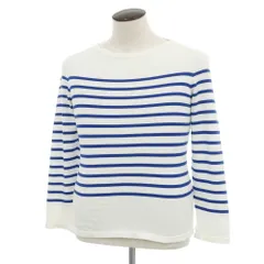 【中古】ルトロワ Letroyes コットン ボーダー ボートネック プルオーバーニット ホワイトxブルー【サイズL】【メンズ】のサムネイル