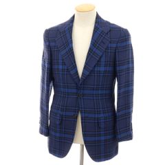 中古】【未使用】イザイア ISAIA ウールシルクリネン チェック 2B