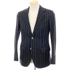 【中古】ビューティアンドユースユナイテッドアローズ BEAUTY&YOUTH UNITED ARROWS TRADITIONAL UNIFORM ウールコットン ストライプ 2B テーラードジャケット ネイビーxグリーン【サイズ36】【メンズ】