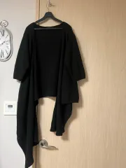 リーバージェン ウール100% アシンメトリー ショール スタイル ニット ジャケット