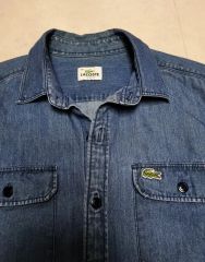 LACOSTE ダークブルーポロシャツ US M - メルカリ