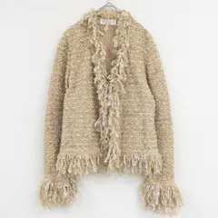 ESCADA エスカーダ ニットカーディガン ジャケット ファンシーツイード フリンジ モヘヤ ウール ベージュ ドイツ製 レディース 36 b01179のサムネイル