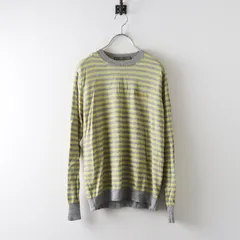 美品 近年 マドモアゼルノンノン Mademoiselle NON NON ウールボーダークルーネックロゴニット L＼グレー イエロー【2400014944129】のサムネイル