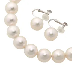 【本物保証】 箱・鑑付 超美品 ネックレス・イヤリングセット 52.7g 3.2g シルバー環/K14WG アコヤパール 9.0～9.5mm あこや ノーブランド