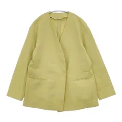 ROPE' リネンライクノーカラージャケット ベルト付き 撥水加工 ノーカラージャケット イエロー レディース ロペ【中古】6-0420M∞のサムネイル